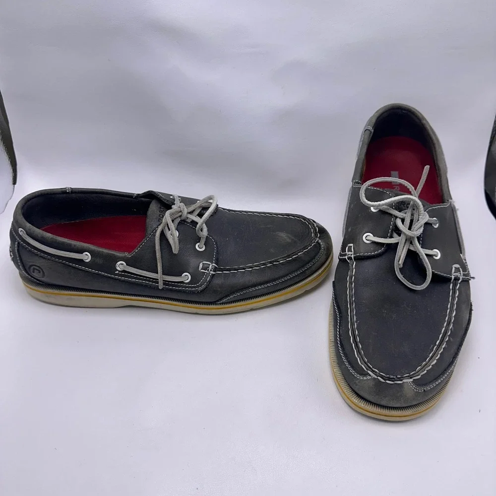 Rockport Mens Leather Boat Shoes Dark Gray Loafers APM2833C Size 13 M